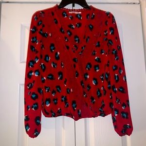 Francesca’s Leopard Red Blouse
